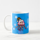 かわいいクリスマスのクラゲのキャラクター コーヒーマグカップ (左)