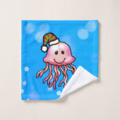 かわいいクリスマスのクラゲのキャラクター バスタオルセット (ウォッシュタオル)