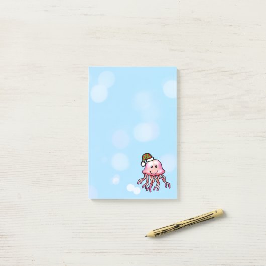 かわいいクリスマスのクラゲのキャラクター ポストイット (デスク上)