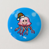かわいいクリスマスのクラゲのキャラクター 缶バッジ (正面)