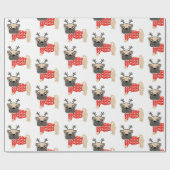 かわいいクリスマスのクリスマスのパグの包装紙 ラッピングペーパー (フラット)