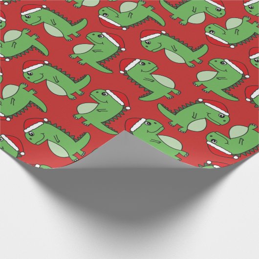 かわいいクリスマスのクリスマスの恐竜の包装紙 ラッピングペーパー (角)