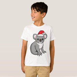 かわいいクリスマスのコアラのサンタの帽子のスケッチの子供のワイシャツ Tシャツ