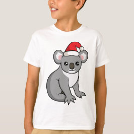 かわいいクリスマスのコアラのサンタの帽子のスケッチの子供のワイシャツ Tシャツ