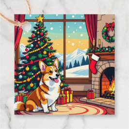 かわいいクリスマスのコーギー フェイバータグ