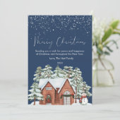 かわいいクリスマスのコージーハウスとスノーフラット シーズンカード (スタンド正面)