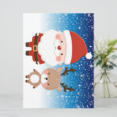 かわいいクリスマスのサンタとトナカイ シーズンカード (スタンド正面)