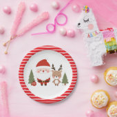 かわいいクリスマスのサンタとトナカイ ペーパープレート (パーティー)
