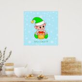 かわいいクリスマスのサンタの小さな助っ人 ポスター (キッチン)