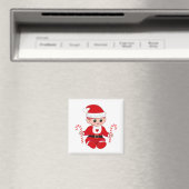 かわいいクリスマスのサンタベイビーエルフ & キャンディーケーン マグネット (インサイチュ (食洗機))