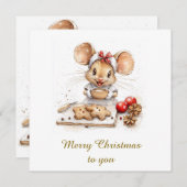 かわいいクリスマスのシェフマウス 招待状 (正面/裏面)