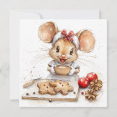 かわいいクリスマスのシェフマウス 招待状 (裏面)