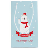 かわいいクリスマスのシロクマのカスタマイズ スモールペーパーバッグ (裏面)