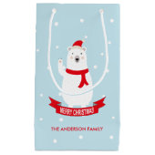 かわいいクリスマスのシロクマのカスタマイズ スモールペーパーバッグ (正面)