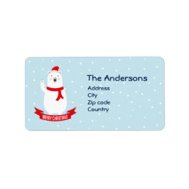 かわいいクリスマスのシロクマ ラベル