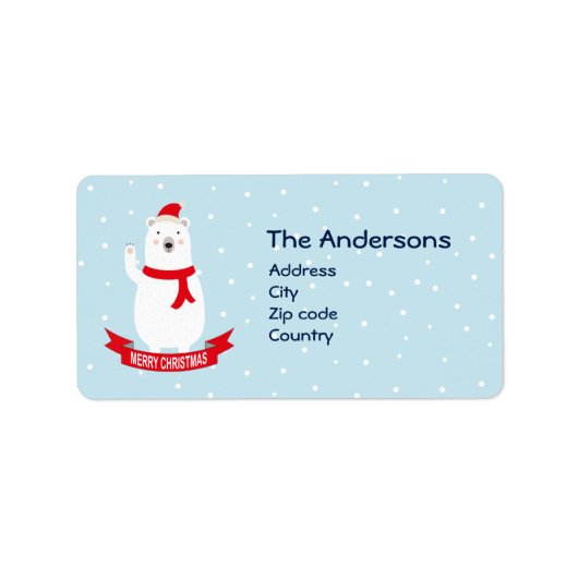 かわいいクリスマスのシロクマ ラベル (正面)