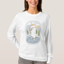 かわいいクリスマスのシロクマ。冬おもしろい動物 Tシャツ