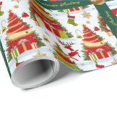 かわいいクリスマスのシーン包装紙（テキスト付き） ラッピングペーパー (ロールコーナー)