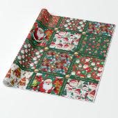 かわいいクリスマスのシーン包装紙（テキスト付き） ラッピングペーパー (アンロールド)