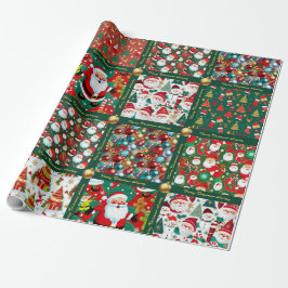 かわいいクリスマスのシーン包装紙(テキスト付き) ラッピングペーパー