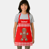 かわいいクリスマスのジンジャーブレッドのギンガムアッド名 エプロン (インサイチュ)