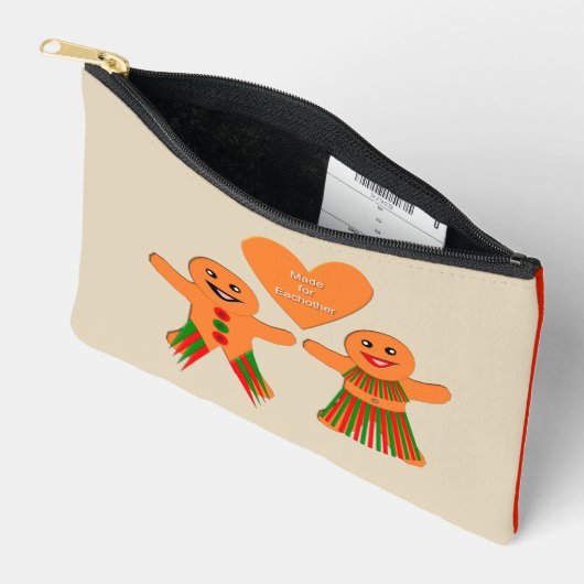 かわいいクリスマスのジンジャーブレッド アクセサリーポーチ (見開き)