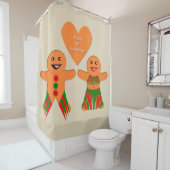かわいいクリスマスのジンジャーブレッド シャワーカーテン (インサイチュ)