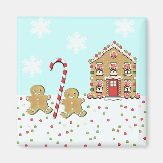 かわいいクリスマスのジンジャーブレッド マグネット (正面)