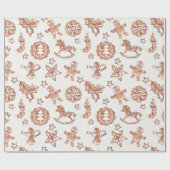 かわいいクリスマスのジンジャーブレッド ラッピングペーパー (フラット)