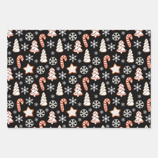 かわいいクリスマスのジンジャーブレッドCookie ラッピングペーパーシート (正面3)
