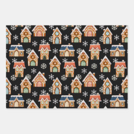 かわいいクリスマスのジンジャーブレッドCookie ラッピングペーパーシート
