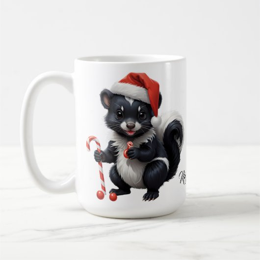 かわいいクリスマスのスカンクのキャラクター コーヒーマグカップ (左)