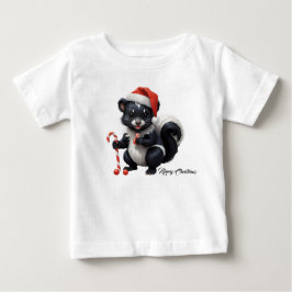 かわいいクリスマスのスカンクのキャラクター ベビーTシャツ