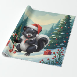 かわいいクリスマスのスカンクのキャラクター ラッピングペーパー