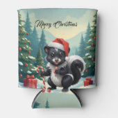 かわいいクリスマスのスカンクのキャラクター 缶クーラー (正面)