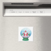 かわいいクリスマスのスノードームのサンタクロース、星、鳥 マグネット (インサイチュ (食洗機))