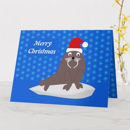 かわいいクリスマスのセイジと雪の結晶のカスタム カード (黄色い花)