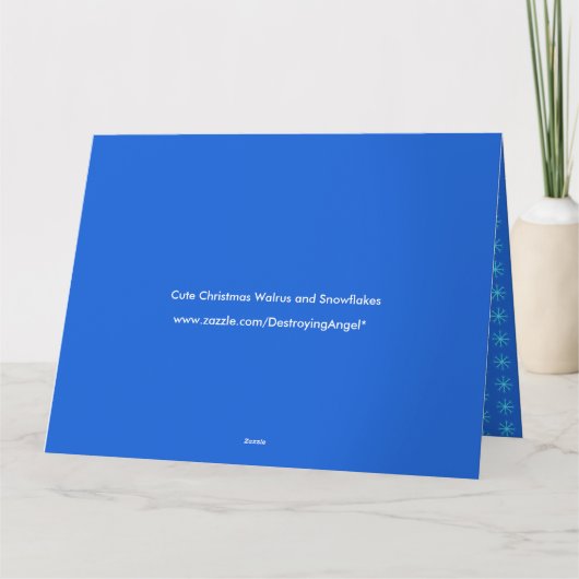 かわいいクリスマスのセイジと雪の結晶のカスタム カード (裏面)