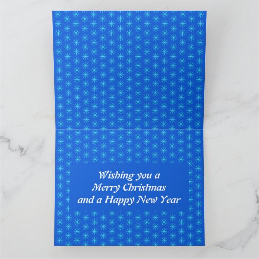 かわいいクリスマスのセイジと雪の結晶のカスタム カード (内部)