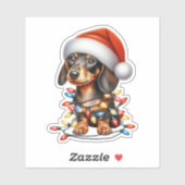 かわいいクリスマスのダックスフント シール (シート)