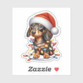 かわいいクリスマスのダックスフント シール (シート)