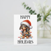 かわいいクリスマスのダックスフンド シーズンカード (スタンド正面)