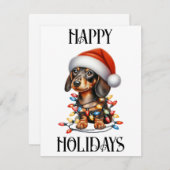 かわいいクリスマスのダックスフンド シーズンカード (正面/裏面)