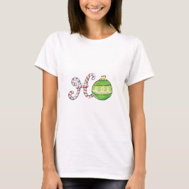 かわいいクリスマスのテキスト、ホーがカンデーキャーンのオーナメントに Tシャツ