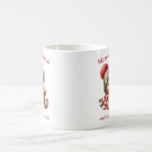 かわいいクリスマスのテディベアのハグ雪だるま コーヒーマグカップ (中央)