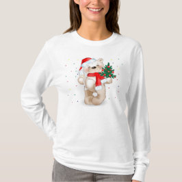 かわいいクリスマスのテディー・ベアのTシャツ Tシャツ