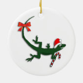 かわいいクリスマスのトカゲの休日のオーナメント セラミックオーナメント (裏面)