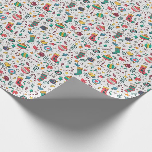 かわいいクリスマスのトスのプリントのギフトの包装紙 ラッピングペーパー (角)