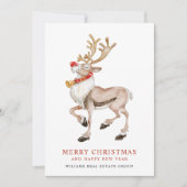 かわいいクリスマスのトナカイおもしろいのあいさつ企業のつ シーズンカード (正面)