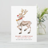 かわいいクリスマスのトナカイおもしろいのあいさつ企業のつ シーズンカード (スタンド正面)